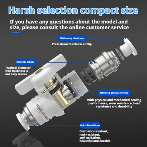 Válvula de mano para interruptor manual neumático y conector rápido BUC de 8 mm 7