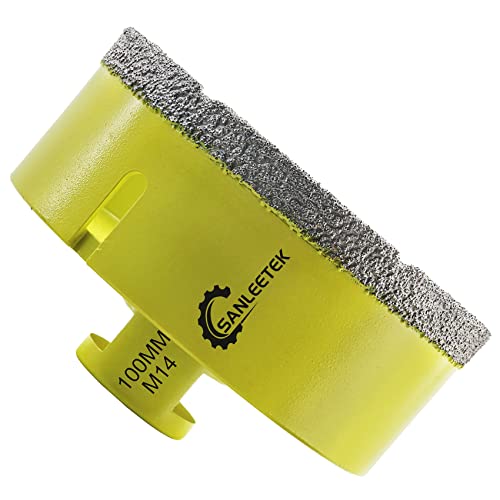 Diamond Tile Drill Bits 100mm SANLEETEK Vacuum Brazed Diamond Hole Saw for Ceramic Porcelain Marble Granite M14 Thread