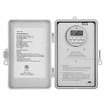 SURAIELEC Pool Timer, 7-Day Programmable Digital Box Timer Switch, 40 AMP, 2HP, 120, 240, 277 VAC, Outdoor Indoor Heavy Duty Controller Box for Pool Pump, Water Heater, Lights, Powerful Appliances