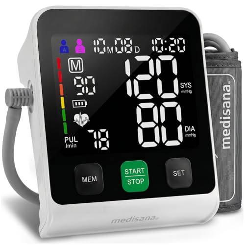 Medisana Blood Pressure Monitor for Home Use, Accurate Automatic Digital BP Monitor, 5'' LED Backlit Display with BP Machine Cuff 8.7''–16.5'', 2x199 Memory