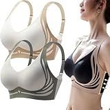 KURTIK Soutien-Gorge Push-up sans Fil Anti-affaissement,Soutien-Gorge d'été Doux et Respirant à Bonnets Profonds pour Femme,Soutien-Gorge sans Armatures Couverture complète (2 pièces-F,XL(65-75KG))