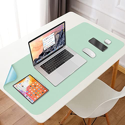 Hsurbtra Desk Pad, 31.5" X 15.7" Dual Side Pu Leather Large Mouse Pad, Desk Protector, Desk Mat For Desktop, Cute Desk Accessories For Women, Desk Supplies For Keyboard And Mouse, Blue And Green #TOP6