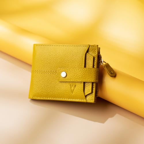 Image of WILDVIBEZ Yellow Leather Wallet for Men | RFID Blocking Mens Wallet | Ultra Strong Stitching | 12 Card Slots I Detachable Card Holder I Wallets Men Leather | 6 Months Warranty