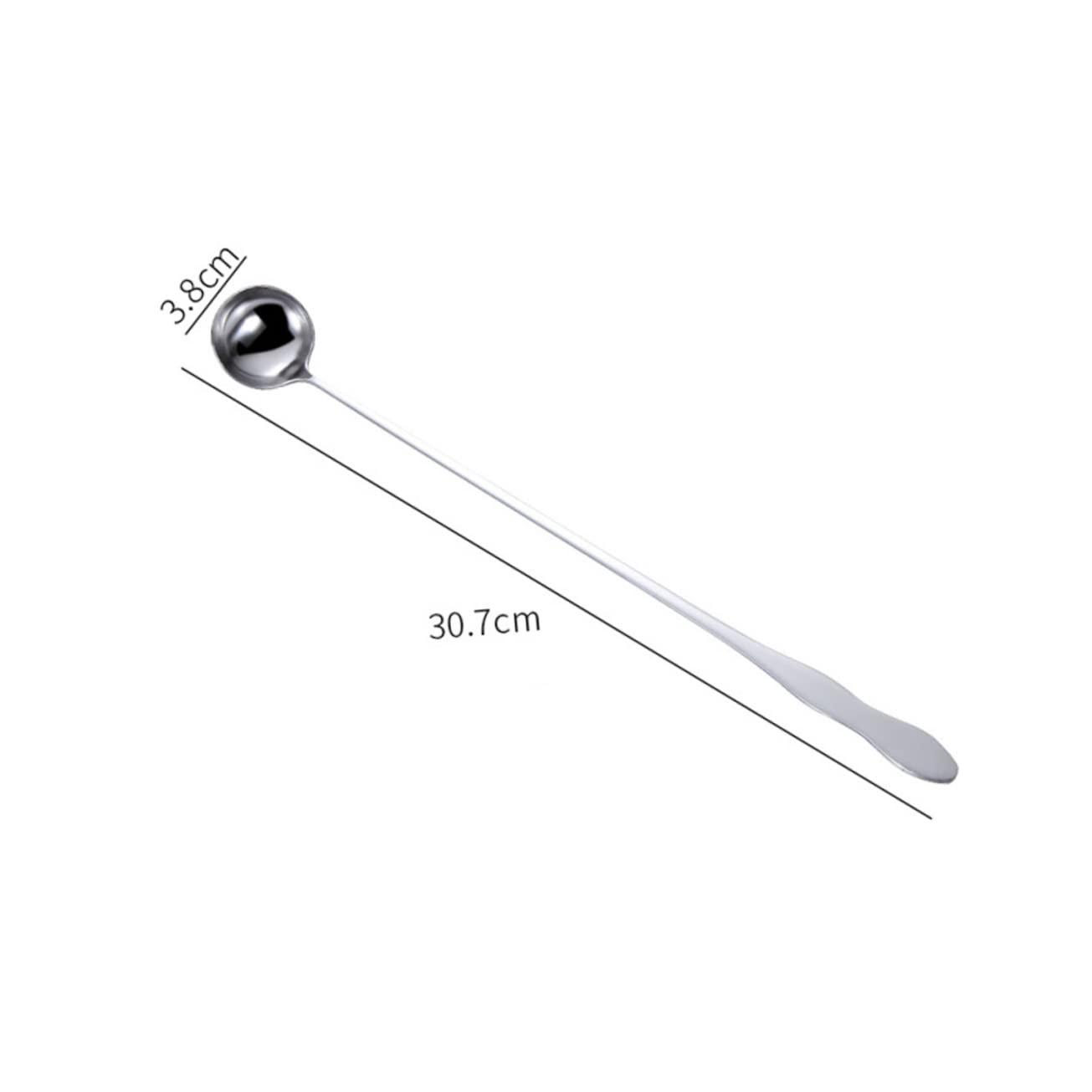 GRIRIW 32cm Long Handle Stainless Steel Stirring Spoon Set Ice Scoop for Tall Glasses Bar Kitchen