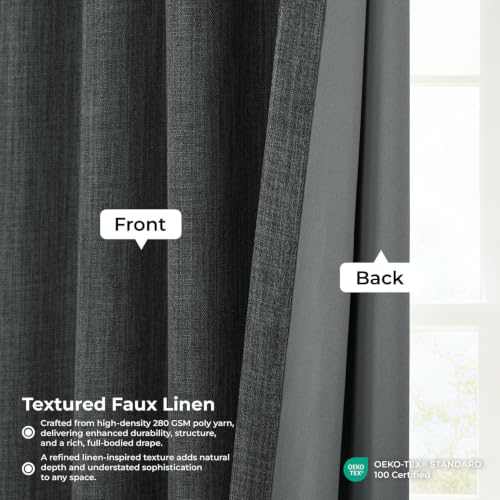 Image of HPD Half Price Drapes Grommet Linen Curtains 96 Inches Long Room Darkening Curtains for Bedroom & Living Room (1 Panel), 50W x 96L, Dark Gravel