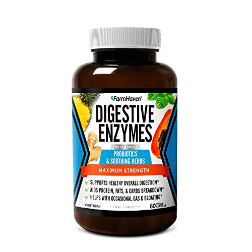 FarmHaven Digestive Enzymes with 12 Probiotics & 6 Soothing Herbs | Bromelain, Protease