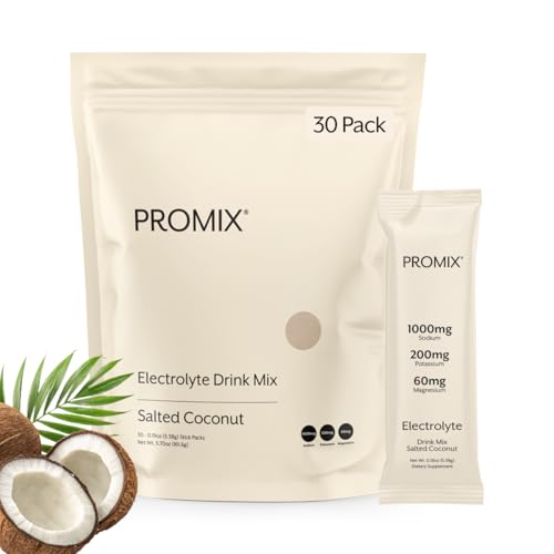 Image of ProMix Nutrition Electrolytes Powder Hydration Packets - Himalayan Pink Salt, Magnesium, Potassium, Vitamin C - Salted Coconut, Lightly Sweetened - 30 Servings (Pack of 30)