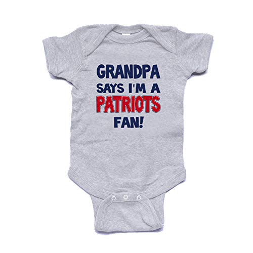 NanyCrafts Grandpa says I'm a PATRIOTS Fan Baby Bodysuit Heather 12M