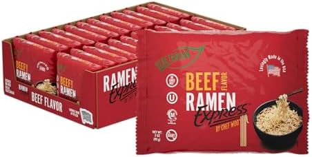 Beef Flavor Ramen Noodle Packs, 3 Oz Each (Pack Of 24) | Animal-free Ramen Noodles | All Plant-based | Made in U.S. with finest American flour