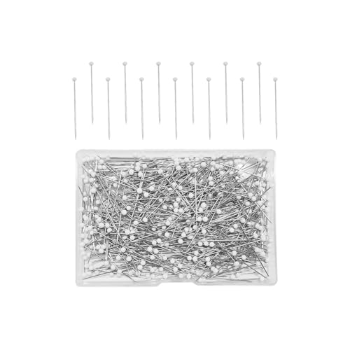 500 PCS Sewing Pins, Ball Glass Head Pins, 1.5 inch Straight Pin, Ball Head Quilting Pin, Straight Pin for Fabric (White)