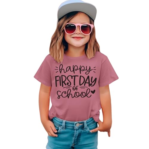 Image of Girls Boys Happy First Day of School Shirts Kid Back to School T-Shirt Kindergarten 1st 2nd Grade Outfits Tees Tops
