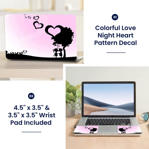 Image of LSS 17 17.3 Inches Laptop Notebook Skin Sticker with 2 Wrist Pads - Reusable Cover Protector Vinyl Sticker Cover Decal Fits 17 inch - 19 inch HP Asus Acer Samsung - Love Night Heart Pattern