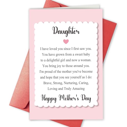 Bablira Sweet Mother’s Day Card for Daughter, 1st Mothers Day Card for Her, Poem Mothers Day Card, New Mom Card, Funny Mothers Day Gift from Mom Dad