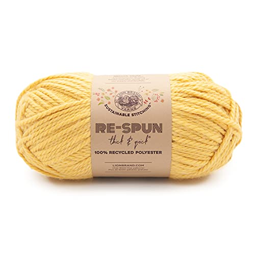 Image of Lion Brand Yarn, Re-Spun Thick & Quick Yarn, Sunshine, Yellow, 1 Pack
