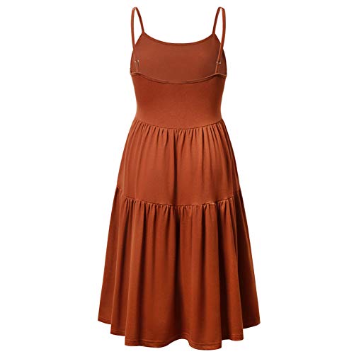 Ginkana Maternity Summer Tunic Dress Adjustable Strappy Casual Loose Flowy Swing Shift Dresses,Caramel,M #TOP1