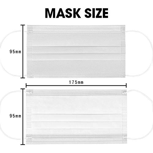 PLAY X STORE 50 PCS Adult Disposable Face M ask, 3 Ply & Adjustable (White-50PCS)