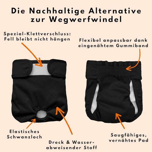 Alpenstern® Wiederverwendbare Hundewindeln für Hündinnen (3 Stück) Waschbare Läufigkeitshose für Hündinnen bei Inkontinenz & Läufigkeit - Hundehöschen Hunde Windel - Hygienisch & Saugstarker Stoff