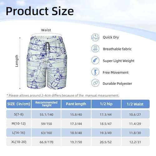 Boys Swim Trunks Retro Airplanes Drawing Creative Old Kids Swim Shorts Quick Dry Beach Board Pocket4