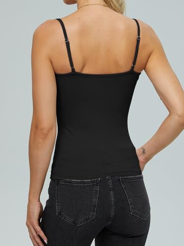 iGENJUN Tank Tops for Women 2025 Built in Shelf Bra Spaghetti Strap Summer Camisole U Neck Slim Fit Ribbed Sleeveless3