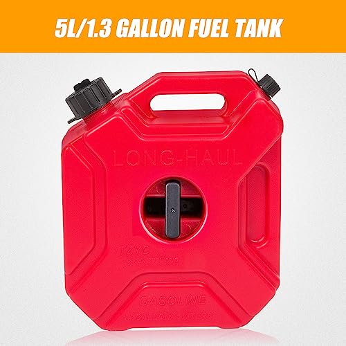 1.3 Gallon Backup Fuel Tank 5L Oil Gas Can Petrol Storage Tanks Gasoline Can Emergency Backup Tank With Lock & Key Compatible With Motorcycle Suv Utv Atv Cars #TOP2