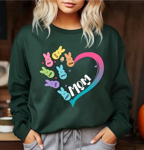 DILYPOD Custom Grandma Peeps Sweatshirt, Personalized Mom Peeps Sweatshirt, Nana Peeps Shirt, Easter's Day Mom Gifts2