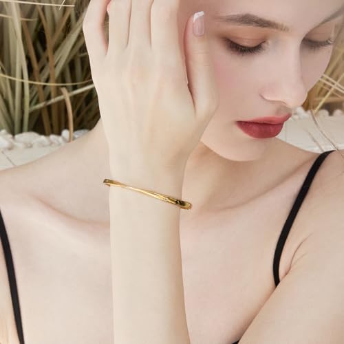 Cicy Bell Gold Plated Bracelets for Women Trendy Minimalist Stackable Bracelets Jewelry Gifts3