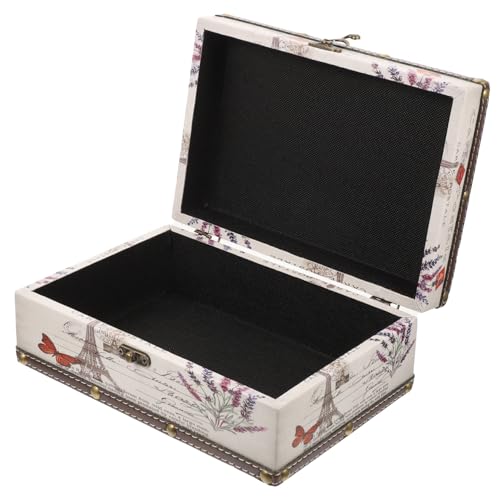 LRXIYODE Caja Joyero Retro de Madera con Diseño Torre Eiffel y Cofre Tesoro Decorativo Pequeño para Almacenamiento de Joyas y Recuerdos Resistente y Multifuncional para Hogar y