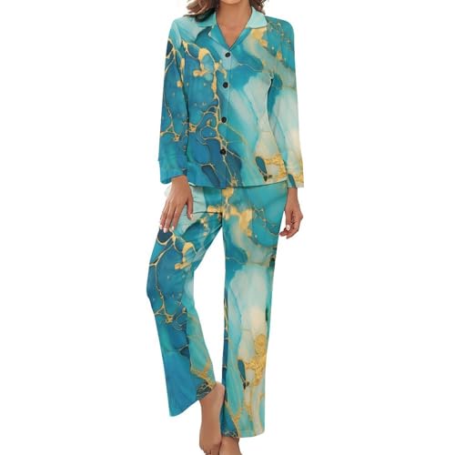 Vêtements de nuit haut et pantalon imprimé marbre abstrait