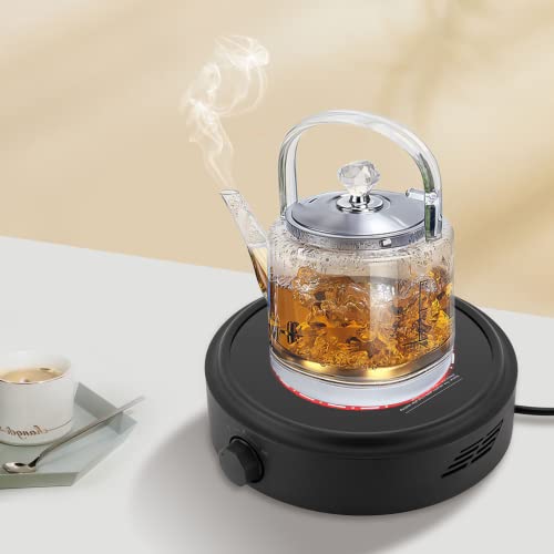 Electric Mini Stove, Portable Hot Plate Adjustable Power, 700W, Electric Ceramic Stove for Boiling Water, Making Tea and Coffee, 110V (Black)