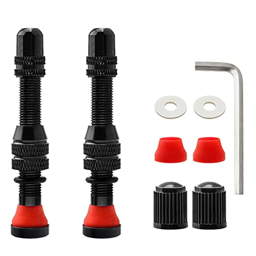 SANON 2 unids Tubeless válvula vástago Kit válvula de Bicicleta vástago aleación de Aluminio núcleo Accesorios con Llave Negro Cover