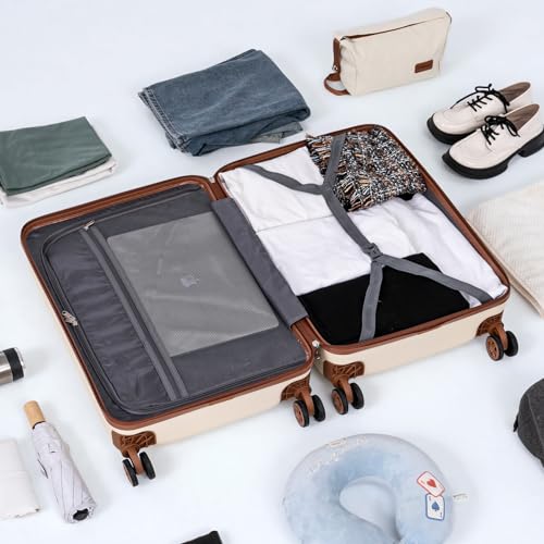 Image of Cosbarn Carry On Luggage,3 Piece Carry On Suitcase,22x14x9 Airline Approved | Lightweight ABS Hardside Luggage, TSA-Approved Lock,Suitcases with Wheels,20Inch,Matching Duffle Bag,For Men&Women