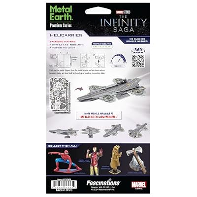 Fascinations Metal Earth Premium Series Marvel Infinity Saga Helicarrier 3D Metal Model Kit Bundle with Tweezers