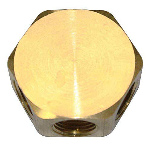 Interstate Pneumatics FPM44R Brass Flat Hex Manifold - 3 Way Outlets 1/4 Inch NPT Female - Pack of 2