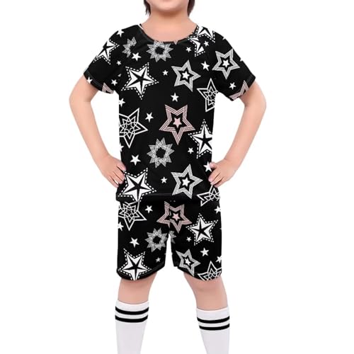 ORGYPET Star Black Kids Soccer Jersey Soccer 2024 Trendy Uniforms for Boys Easy to Movement Soccer Jersey Youth Children's Football Suit Comfort for Sports Outdoor, S