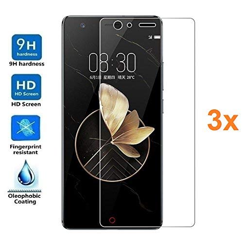 REY 3X Protector de Pantalla para ZTE Nubia Z17, Cristal Vidrio Templado Premium