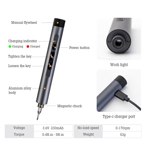Tournevis électrique portable 3,6 V compact avec éclairage LED et embout magnétique