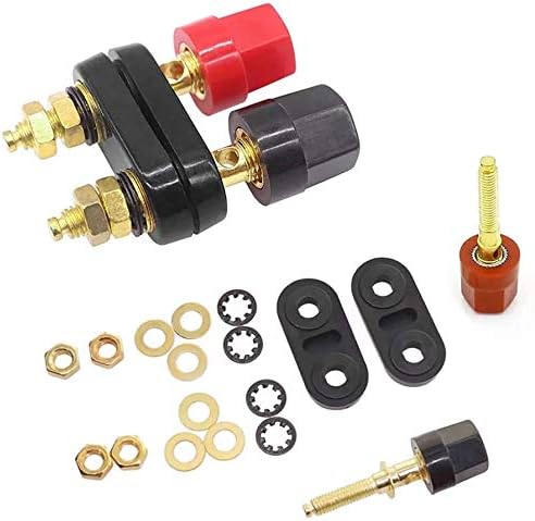 RUNCCI-YUN 10 Pairs Speaker Binding Post Power Amplifier Dual 2-Way Banana Socket Free Welding 4mm Panel Mount Banana Socket Black and Red
