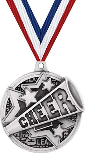Crown Awards Cheer Medals - 2" Kudos Cheerleading Megaphone Award Medals Silver