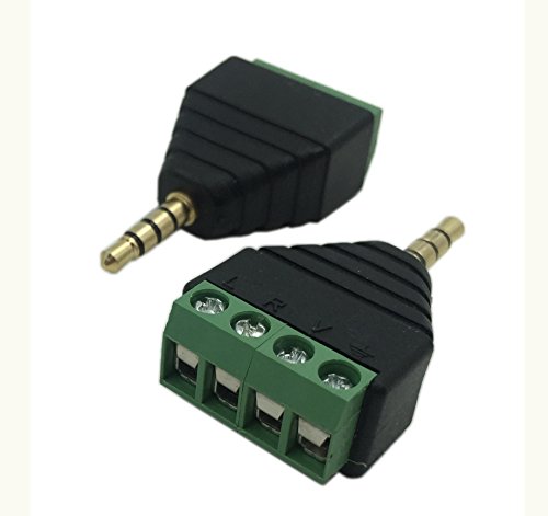 Cerrxian 3.5Mm 4 Pole Stereo Trrs Audio Video Male To 4 Screw Terminal Female Headphone Replacement Solderless Balum Converter Adapter (2-Pack) #TOP1
