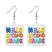 Funny Teacher Student Dangle Earrings First Day of School Earrings with Colorful Tassel Back to School Earrings for Women Teacher Appreciation Jewelry (Hello Second Grade-Acrylic A)