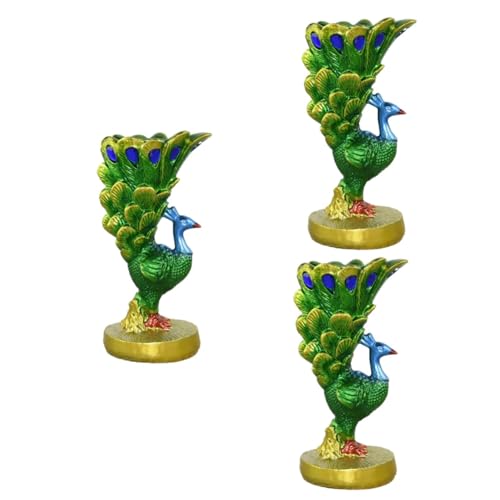 3pcs Peacock Candlestick Decoration Toy Menorah Gold Candle Stand Fengshui Decorative Tealight Holder Pillar Candle Rack Peacock Candle Holder Resin Peacock Garden Animal