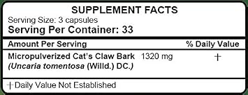 Hanan Una de Gato Cat's Claw | 100 Capsules | Naturally Aids in Supporting Healthy Immune System