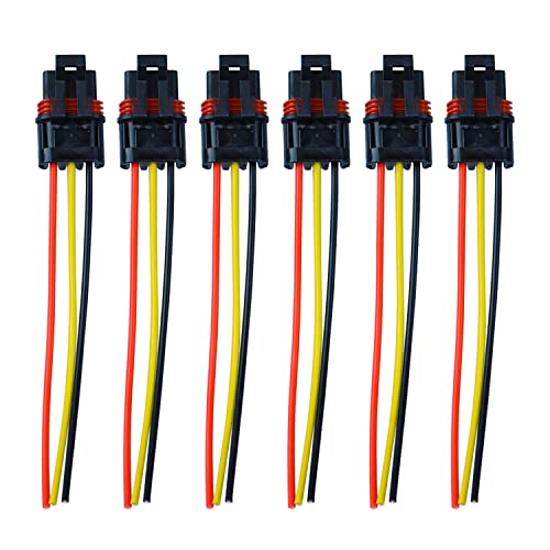 Pulse Bar Connectors Pulse Plug Pigtail Connector Compatible with Polaris 2018 2019 2020 2021 2022 2023 2024 Ranger XP 1000 RZR RS1 Pro General 1000 Wire Accessory Plug Black Yellow Red 6 Pack