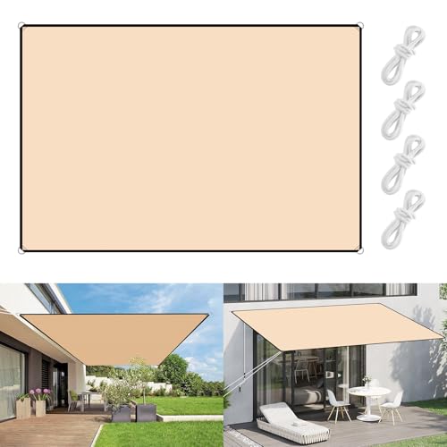 eROOSY Rectangular Sun Shade Sail，2 x 3 m Awning Canopy UV Block and waterproof With Free Rope,for lawns, gardens, swimming pools,party,picnic outdoors (khaki)