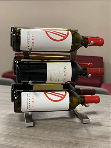 VintageView Tabletop Series - 6 Bottle Tabletop Wine Rack (Brushed Nickel) - Stylish Modern Wine Storage with Label Forward Design
