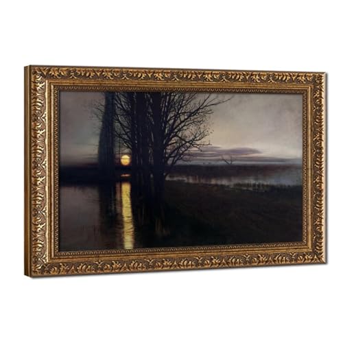 Toile lever de lune Maslowski 50x76cm pour habiller un mur de bureau vide et triste