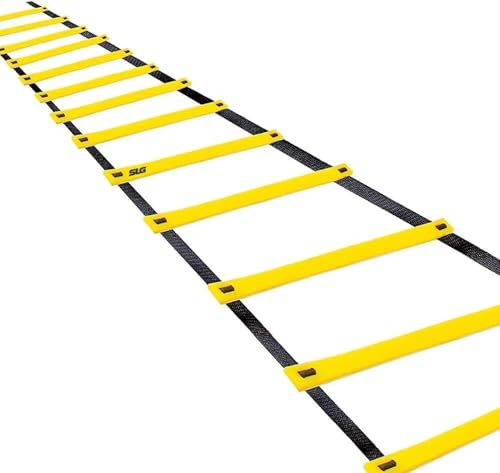 SLG Agility Training Ladder 4 Meter with Adjustable Rungs – Fluorescent Yellow Speed Ladder for Football, Cricket, Fitness, Footwork & Speed Training