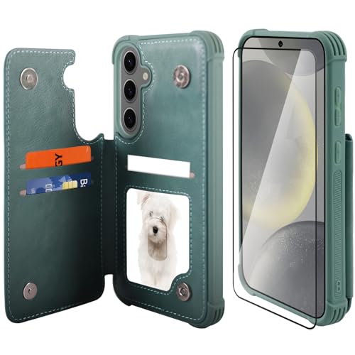 Étui portefeuille rabat Galaxy S24+ Plus cuir porte-carte béquille magnétique