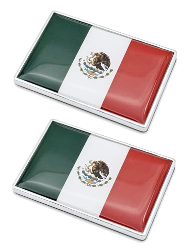 Image of 2 Pcs 3D Mexico Mexicans Flag Metal Car Stickers Chrome Decals,2.3 x 1.6 Inch Metal Truck Stickers,Patriotic Car Motorcycle Emblem.