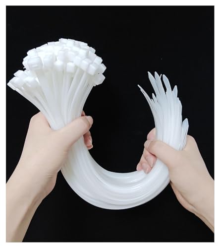 Image of KAXIMON Clear Cable Ties 400mm X 8.8mm (100 Pack), Large Cable Ties White Nylon Zip Ties Heavy Duty with 80kg Tensile Strength, Self-Locking Plastic Tie Wraps for Home, Garden, Office